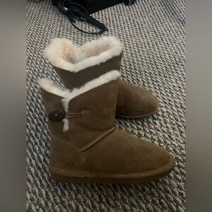 Women’s BearPaw Tan Suede Boots with Button Detail